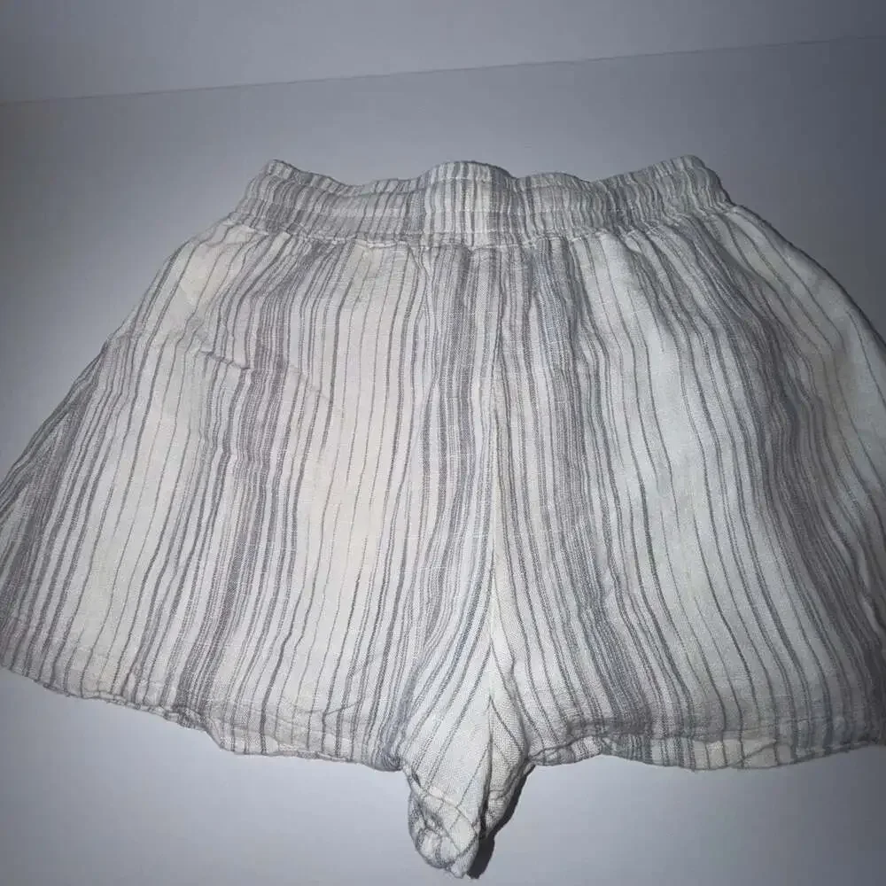 Thread Supply Linen Blend Drawstring Shorts in Grey Combo